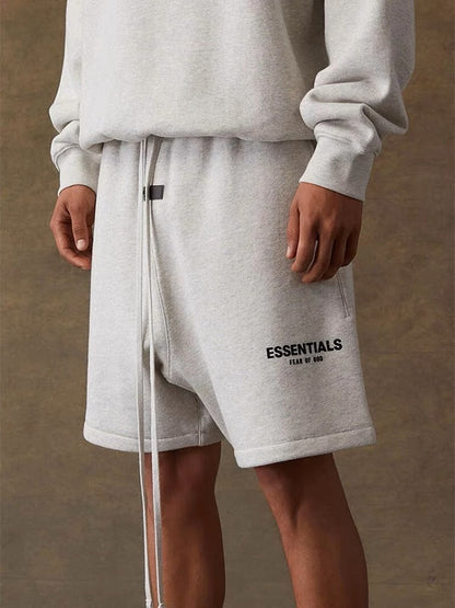 Essentials Style Oversized Drawstring Shorts Men's Premium Cotton Streetwear Summer Bottoms